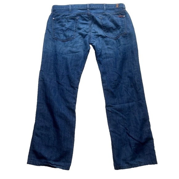 7 For All Mankind Standard Men’s Blue Cotton Linen Straight Leg Jeans – Size 38 - Picture 4 of 6